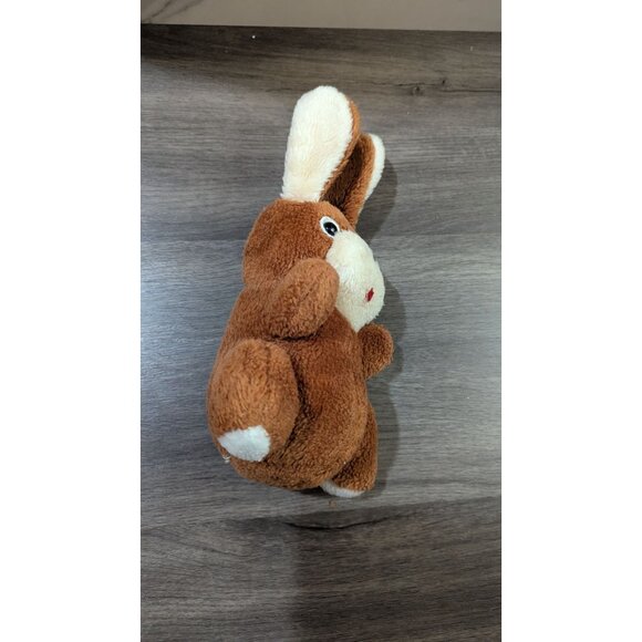 Vintage Brown Plush Bunny Rabbit Stuffed Animal Toy 7" Tall  Missing Eye - Picture 5 of 10
